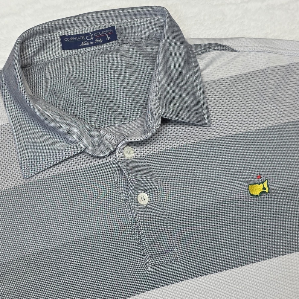 Clubhouse Collection Masters Golf Polo Made In Italy Size XXL‎ Gray Striped